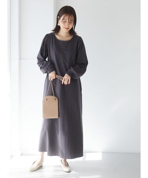 Green　Parks（グリーンパークス）の「・SUGAR SPOON バックギャザーワンピース＊（ワンピース・レディース・アイボリー/パープル/チャコールグレー/オレンジ・FREE）」の9枚目の写真