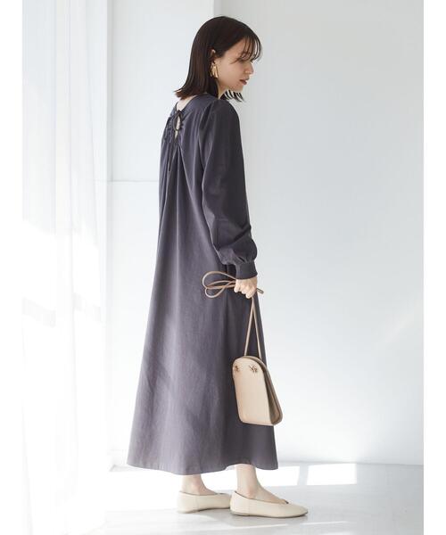 Green　Parks（グリーンパークス）の「・SUGAR SPOON バックギャザーワンピース＊（ワンピース・レディース・アイボリー/パープル/チャコールグレー/オレンジ・FREE）」の10枚目の写真