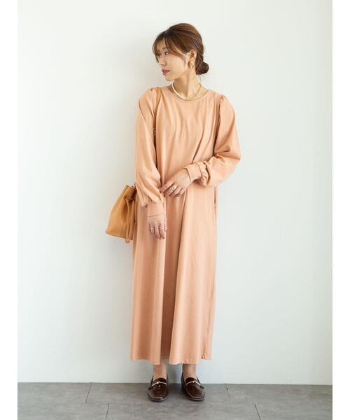 Green　Parks（グリーンパークス）の「・SUGAR SPOON バックギャザーワンピース＊（ワンピース・レディース・アイボリー/パープル/チャコールグレー/オレンジ・FREE）」の13枚目の写真