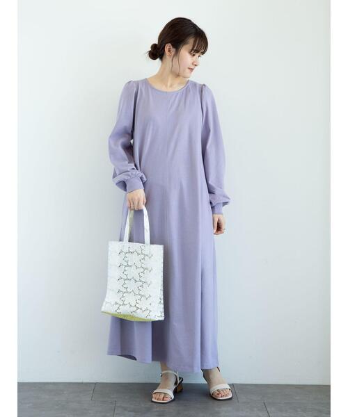 Green　Parks（グリーンパークス）の「・SUGAR SPOON バックギャザーワンピース＊（ワンピース・レディース・アイボリー/パープル/チャコールグレー/オレンジ・FREE）」の19枚目の写真