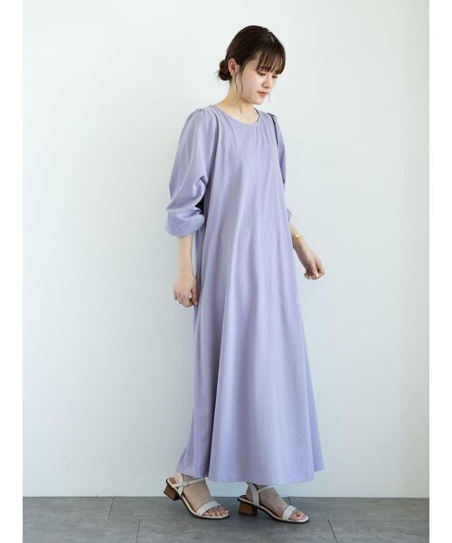 Green　Parks（グリーンパークス）の「・SUGAR SPOON バックギャザーワンピース＊（ワンピース・レディース・アイボリー/パープル/チャコールグレー/オレンジ・FREE）」の21枚目の写真