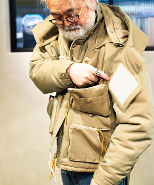 コールドウェザー ジャケット Lサイズ ベージュ 2WAYサーブルクロスフーデットジップブルゾン