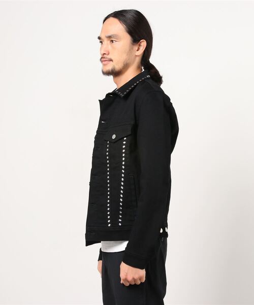 GalaabenD(ガラアーベント)の「GalaabenD /ガラアーベント /EXフィットデニム スタッズデニムジャケット(デニムジャケット・メンズ・ブラック・MEDIUM/SMALL/LARGE)」の3枚目の写真