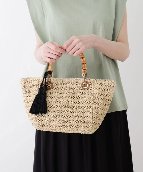 DRESKIP（ドレスキップ）の「◆バンブーハンドルペーパートート（トートバッグ・レディース・ベージュ/グレー/キャメル・00）」の11枚目の写真