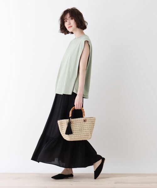 DRESKIP（ドレスキップ）の「◆バンブーハンドルペーパートート（トートバッグ・レディース・ベージュ/グレー/キャメル・00）」の7枚目の写真