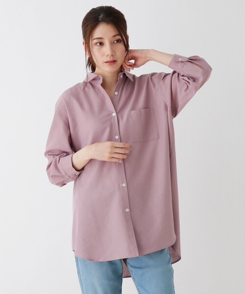 SHOO・LA・RUE(シューラルー)の「◆【S-3L】フレンチリネン前開きシャツ(シャツ/ブラウス・レディース・ホワイト系/ベージュ系1/ベージュ/ネイビー系2/グレー系その他3/ピンク系/ブラック系1/マスタード/ベージュ系2/ライトオレンジ系/オリーブ/グリーン系その他4/ネイビー/ブルー/チャコールグレー・01/02/03/04/05)」の14枚目の写真