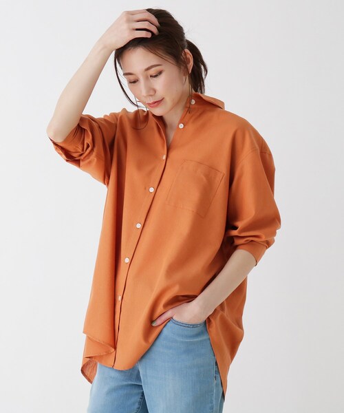 SHOO・LA・RUE(シューラルー)の「◆【S-3L】フレンチリネン前開きシャツ(シャツ/ブラウス・レディース・ホワイト系/ベージュ系1/ベージュ/ネイビー系2/グレー系その他3/ピンク系/ブラック系1/マスタード/ベージュ系2/ライトオレンジ系/オリーブ/グリーン系その他4/ネイビー/ブルー/チャコールグレー・01/02/03/04/05)」の15枚目の写真