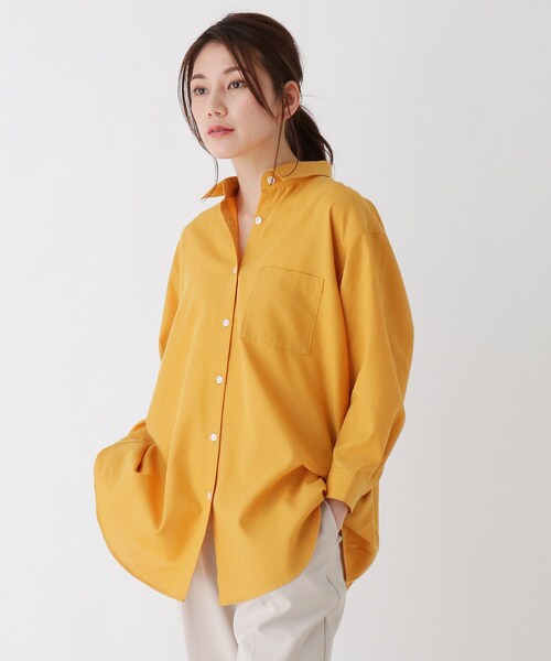 SHOO・LA・RUE(シューラルー)の「◆【S-3L】フレンチリネン前開きシャツ(シャツ/ブラウス・レディース・ホワイト系/ベージュ系1/ベージュ/ネイビー系2/グレー系その他3/ピンク系/ブラック系1/マスタード/ベージュ系2/ライトオレンジ系/オリーブ/グリーン系その他4/ネイビー/ブルー/チャコールグレー・01/02/03/04/05)」の13枚目の写真