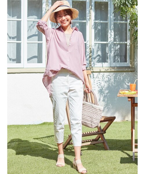 SHOO・LA・RUE(シューラルー)の「◆【S-3L】フレンチリネン前開きシャツ(シャツ/ブラウス・レディース・ホワイト系/ベージュ系1/ベージュ/ネイビー系2/グレー系その他3/ピンク系/ブラック系1/マスタード/ベージュ系2/ライトオレンジ系/オリーブ/グリーン系その他4/ネイビー/ブルー/チャコールグレー・01/02/03/04/05)」の17枚目の写真