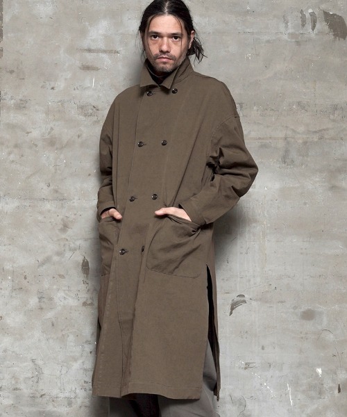 EGO TRIPPING(エゴトリッピング)の「mj7900-50DOUBLE BUTTON SHOPCOAT poplin コート(その他アウター・メンズ・カーキ/グレー・46/48)」の2枚目の写真