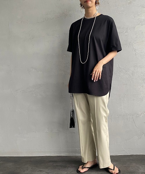 USINE（ユジーヌ）の「[USINE/ユジーヌ] フェイクレザー セミフレアセンタープレスパンツ（その他パンツ・レディース・ブラック/アイボリー・36）」の10枚目の写真