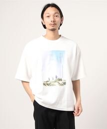 フォトプリントデザイン ワイドシルエット ジャージTシャツ