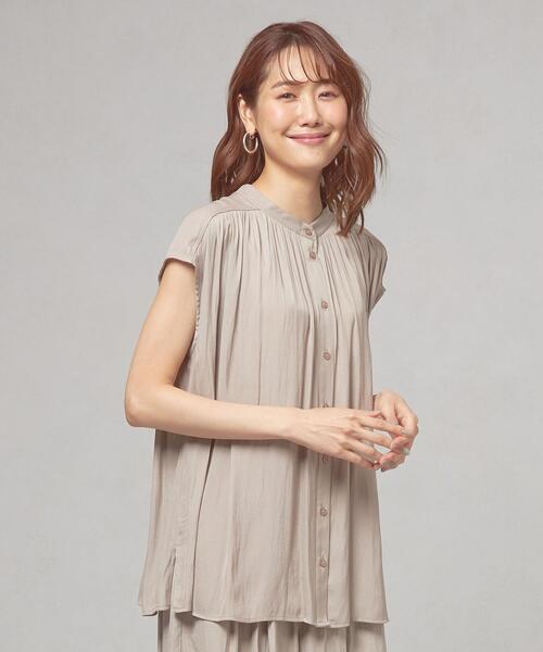 closet story（クローゼットストーリー）の「＜closet story（クローゼットストーリー）＞Pカッセンジョーゼット フレンチスリーブ [ブラウス] -手洗い可能-（シャツ/ブラウス・レディース・ホワイト/ベージュ/ライム・FREE）」の3枚目の写真