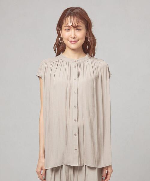 closet story（クローゼットストーリー）の「＜closet story（クローゼットストーリー）＞Pカッセンジョーゼット フレンチスリーブ [ブラウス] -手洗い可能-（シャツ/ブラウス・レディース・ホワイト/ベージュ/ライム・FREE）」の4枚目の写真