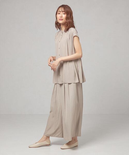 closet story（クローゼットストーリー）の「＜closet story（クローゼットストーリー）＞Pカッセンジョーゼット フレンチスリーブ [ブラウス] -手洗い可能-（シャツ/ブラウス・レディース・ホワイト/ベージュ/ライム・FREE）」の7枚目の写真