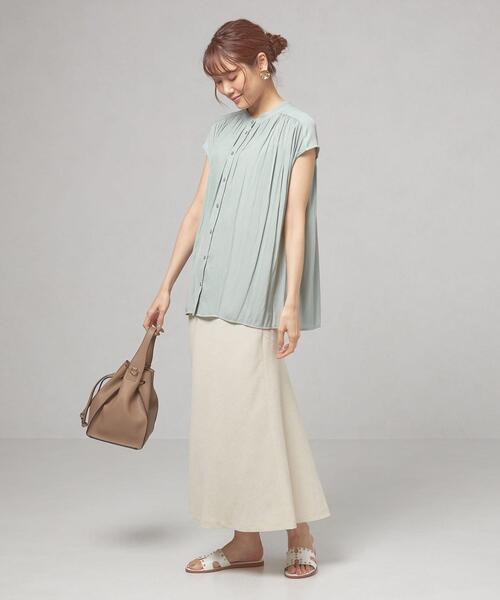 closet story（クローゼットストーリー）の「＜closet story（クローゼットストーリー）＞Pカッセンジョーゼット フレンチスリーブ [ブラウス] -手洗い可能-（シャツ/ブラウス・レディース・ホワイト/ベージュ/ライム・FREE）」の10枚目の写真