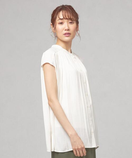 closet story（クローゼットストーリー）の「＜closet story（クローゼットストーリー）＞Pカッセンジョーゼット フレンチスリーブ [ブラウス] -手洗い可能-（シャツ/ブラウス・レディース・ホワイト/ベージュ/ライム・FREE）」の11枚目の写真