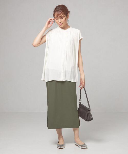 closet story（クローゼットストーリー）の「＜closet story（クローゼットストーリー）＞Pカッセンジョーゼット フレンチスリーブ [ブラウス] -手洗い可能-（シャツ/ブラウス・レディース・ホワイト/ベージュ/ライム・FREE）」の12枚目の写真