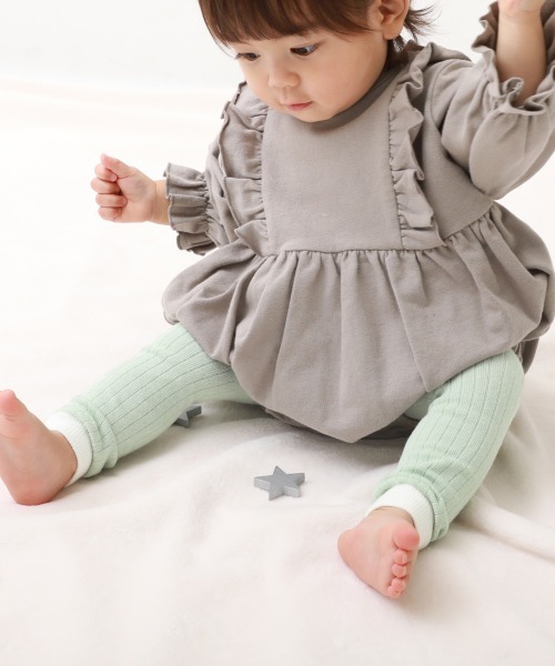 devirock（デビロック）の「ベビー バイカラー＆ボーダーレギンス（レギンス/スパッツ・キッズ・モカ/ピンク系その他/グレー系その他/ブルー系その他/杢グレー/スミクロ/ベージュ/グリーン系その他/アイボリー/ブラック系その他/ホワイト系その他・70-80cm/80-90cm）」の9枚目の写真