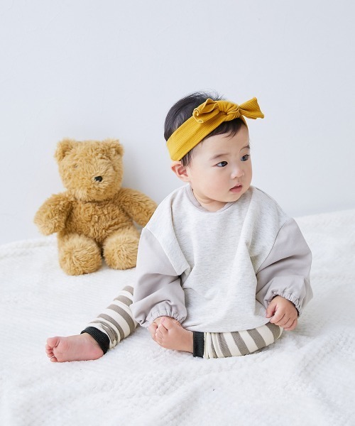 devirock（デビロック）の「ベビー バイカラー＆ボーダーレギンス（レギンス/スパッツ・キッズ・モカ/ピンク系その他/グレー系その他/ブルー系その他/杢グレー/スミクロ/ベージュ/グリーン系その他/アイボリー/ブラック系その他/ホワイト系その他・70-80cm/80-90cm）」の12枚目の写真