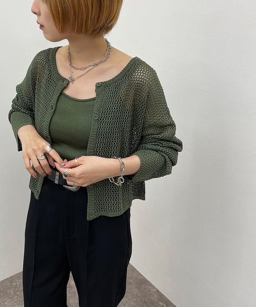 apres jour mignon（アプレジュールミニョン）の「メッシュカーディガン＋キャミＳＥＴ【ZOZOTOWN限定アイテム】（カーディガン/ボレロ・レディース・グリーン/パープル/ブラック/アイボリー・X-LARGE/フリー）」の19枚目の写真