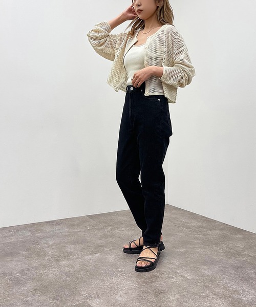 apres jour mignon（アプレジュールミニョン）の「メッシュカーディガン＋キャミＳＥＴ【ZOZOTOWN限定アイテム】（カーディガン/ボレロ・レディース・グリーン/パープル/ブラック/アイボリー・X-LARGE/フリー）」の9枚目の写真