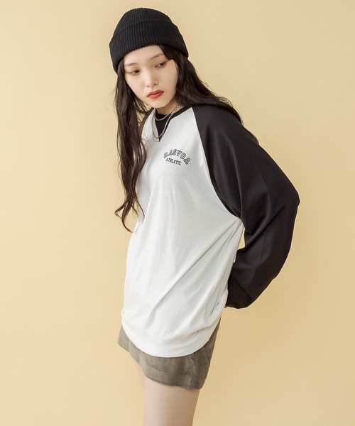 RASVOA（ラスボア）の「ＡＴＨＬＥＴＩＣラグランロンＴ（Tシャツ/カットソー・レディース・ブラック/レッド/グリーン・FREE）」の6枚目の写真