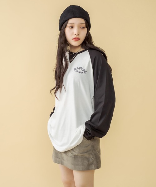 RASVOA（ラスボア）の「ＡＴＨＬＥＴＩＣラグランロンＴ（Tシャツ/カットソー・レディース・ブラック/レッド/グリーン・FREE）」の5枚目の写真