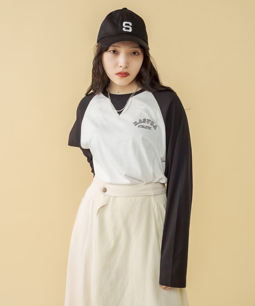 RASVOA（ラスボア）の「ＡＴＨＬＥＴＩＣラグランロンＴ（Tシャツ/カットソー・レディース・ブラック/レッド/グリーン・FREE）」の10枚目の写真