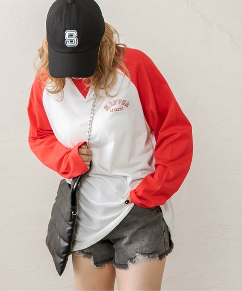 RASVOA（ラスボア）の「ＡＴＨＬＥＴＩＣラグランロンＴ（Tシャツ/カットソー・レディース・ブラック/レッド/グリーン・FREE）」の19枚目の写真