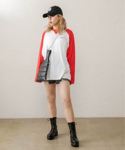 RASVOA（ラスボア）の「ＡＴＨＬＥＴＩＣラグランロンＴ（Tシャツ/カットソー・レディース・ブラック/レッド/グリーン・FREE）」の22枚目の写真