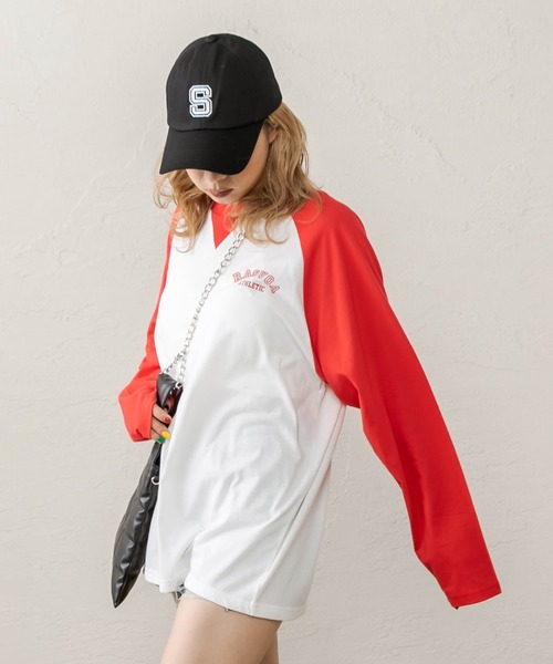 RASVOA（ラスボア）の「ＡＴＨＬＥＴＩＣラグランロンＴ（Tシャツ/カットソー・レディース・ブラック/レッド/グリーン・FREE）」の20枚目の写真