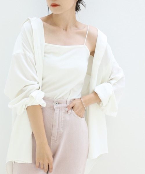 one after another NICE CLAUP（ワンアフターアナザーナイスクラップ）の「ビタミンカラーシャツ（シャツ/ブラウス・レディース・オフホワイト/ピンク/グリーン/ラベンダー/ライトベージュ・FREE）」の2枚目の写真