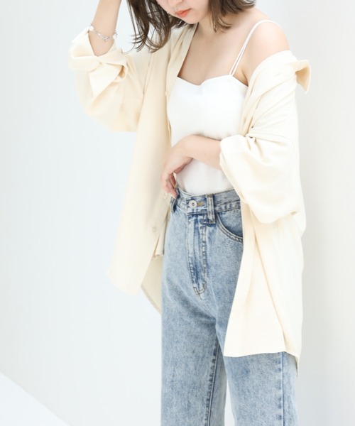 one after another NICE CLAUP（ワンアフターアナザーナイスクラップ）の「ビタミンカラーシャツ（シャツ/ブラウス・レディース・オフホワイト/ピンク/グリーン/ラベンダー/ライトベージュ・FREE）」の3枚目の写真