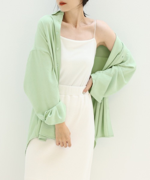 one after another NICE CLAUP（ワンアフターアナザーナイスクラップ）の「ビタミンカラーシャツ（シャツ/ブラウス・レディース・オフホワイト/ピンク/グリーン/ラベンダー/ライトベージュ・FREE）」の4枚目の写真