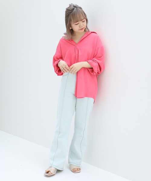 one after another NICE CLAUP（ワンアフターアナザーナイスクラップ）の「ビタミンカラーシャツ（シャツ/ブラウス・レディース・オフホワイト/ピンク/グリーン/ラベンダー/ライトベージュ・FREE）」の9枚目の写真