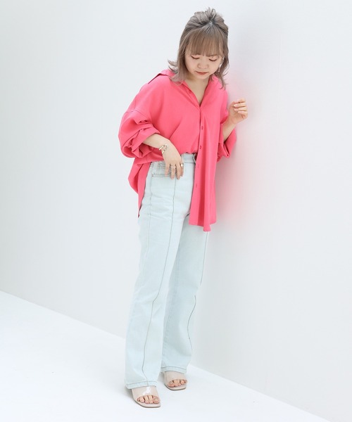 one after another NICE CLAUP（ワンアフターアナザーナイスクラップ）の「ビタミンカラーシャツ（シャツ/ブラウス・レディース・オフホワイト/ピンク/グリーン/ラベンダー/ライトベージュ・FREE）」の10枚目の写真