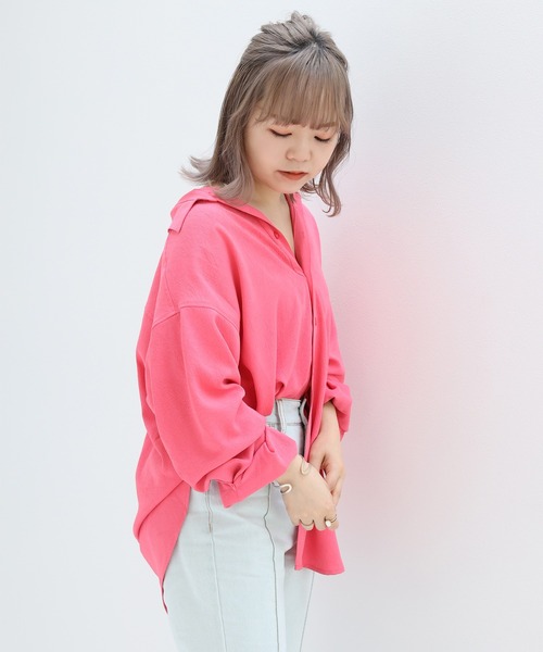 one after another NICE CLAUP（ワンアフターアナザーナイスクラップ）の「ビタミンカラーシャツ（シャツ/ブラウス・レディース・オフホワイト/ピンク/グリーン/ラベンダー/ライトベージュ・FREE）」の14枚目の写真