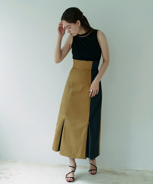 TINA:JOJUN(ティーナジョジュン)の「バイカラー チノスカート TINA:JOJUN(スカート・レディース・ブラック/ベージュ/ブルーグレー・M/S)」の12枚目の写真