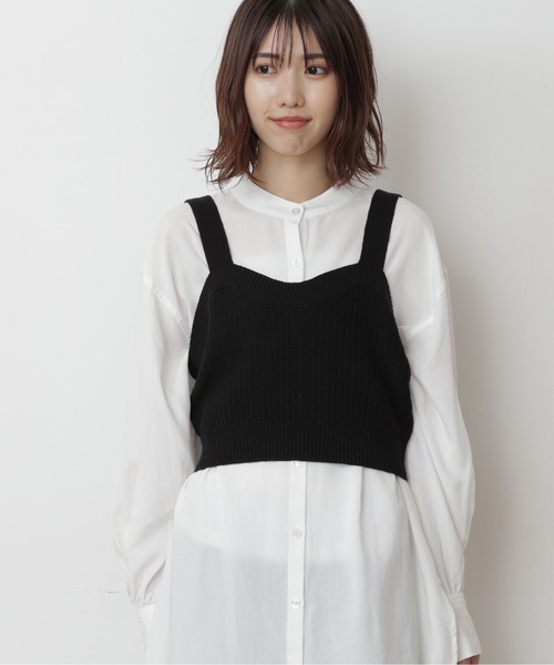FREE'S MART（フリーズマート）の「◆タック編みニットビスチェ（ニット/セーター・レディース・ブラック/ベージュ/ブラウン・FREE）」の7枚目の写真