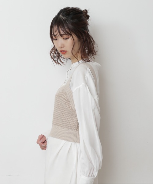 FREE'S MART（フリーズマート）の「◆タック編みニットビスチェ（ニット/セーター・レディース・ブラック/ベージュ/ブラウン・FREE）」の10枚目の写真