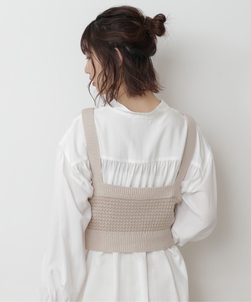 FREE'S MART（フリーズマート）の「◆タック編みニットビスチェ（ニット/セーター・レディース・ブラック/ベージュ/ブラウン・FREE）」の9枚目の写真