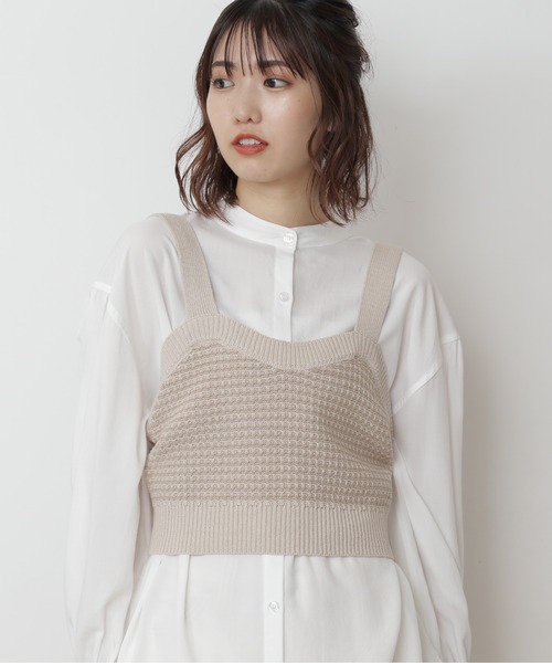 FREE'S MART（フリーズマート）の「◆タック編みニットビスチェ（ニット/セーター・レディース・ブラック/ベージュ/ブラウン・FREE）」の5枚目の写真