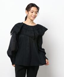 Dot＆Stripes CHILD WOMAN | 80ボイルレースピンタック ケープカラーブラウス(シャツ/ブラウス)