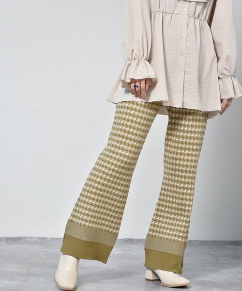 RETRO GIRL（レトロガール）の「柄ジャガードニットパンツ（その他パンツ・レディース・ブラック/オレンジ/グリーン・FREE）」の2枚目の写真