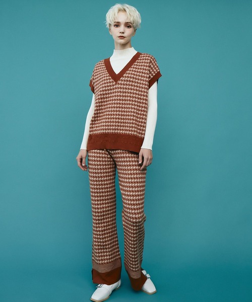 RETRO GIRL（レトロガール）の「柄ジャガードニットパンツ（その他パンツ・レディース・ブラック/オレンジ/グリーン・FREE）」の9枚目の写真