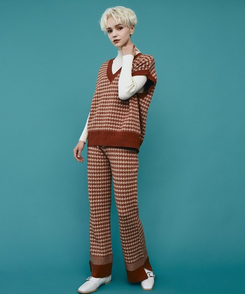 RETRO GIRL（レトロガール）の「柄ジャガードニットパンツ（その他パンツ・レディース・ブラック/オレンジ/グリーン・FREE）」の7枚目の写真