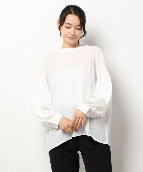 STYLEBLOCK（スタイルブロック）の「綿タッチ楊柳バックオープンブラウス（シャツ/ブラウス・レディース・ホワイト/ブラック/ピンク/グリーン系その他・M）」の9枚目の写真