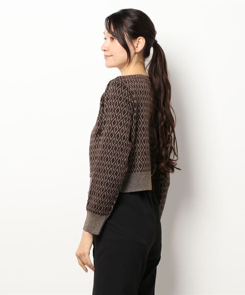 Ameri（アメリ）の「2WAY GLITTER JACQUARD CARDIGAN（カーディガン/ボレロ・レディース・ブラウン/ブラック/グレー・FREE）」の11枚目の写真