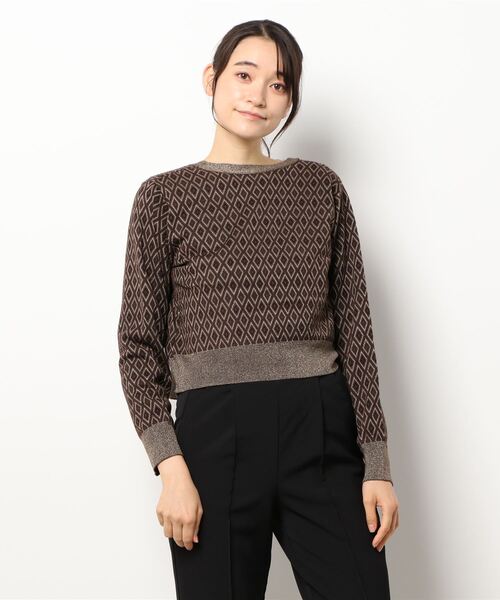 Ameri（アメリ）の「2WAY GLITTER JACQUARD CARDIGAN（カーディガン/ボレロ・レディース・ブラウン/ブラック/グレー・FREE）」の20枚目の写真